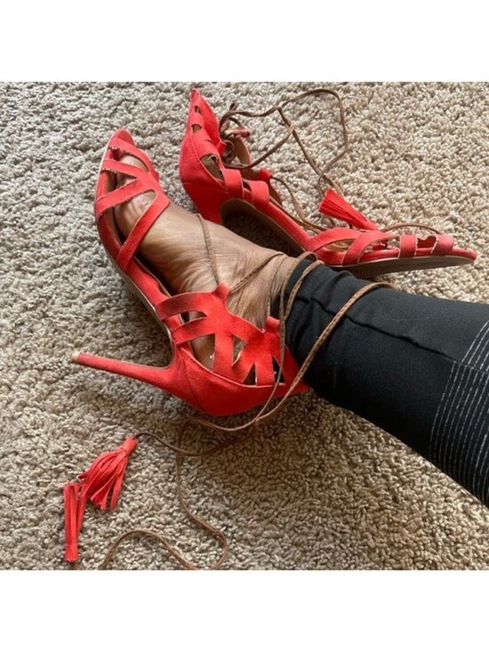 Charlotte Russe Shoes - Charlotte Russe coral open toe ankle wrap heels